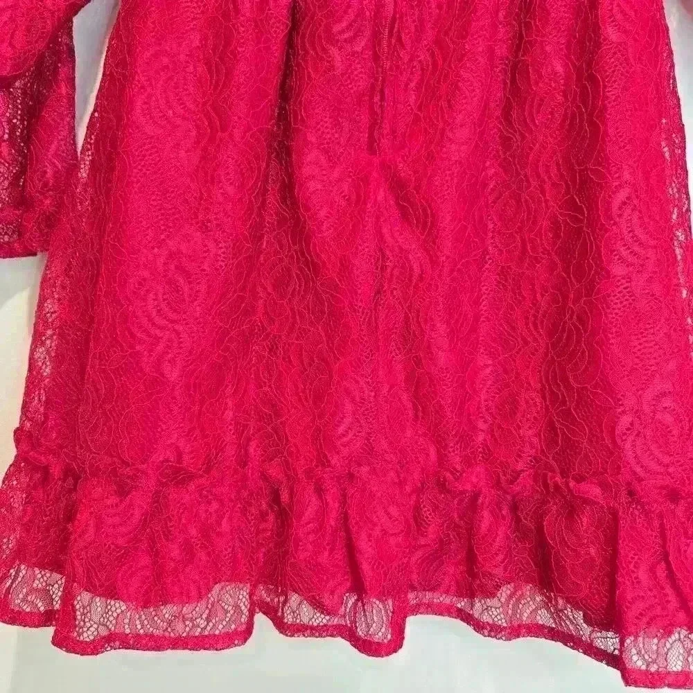 Wonder Nation Toddler Girls Red Lace Holiday Dress Ruffled Hem Size 4T